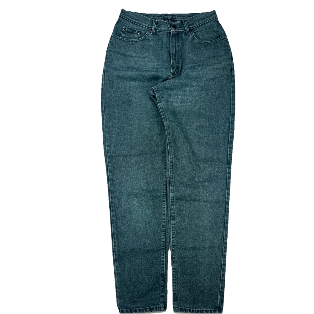 Vtg Lee Union Made High Rise Jeans Forest Green Denim Mom‎ Jeans 12 (29x33) USA